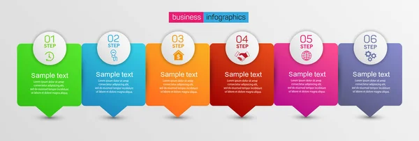 Modelo Infográfico Negócios Vetorial Com Passos Opções Peças Processos — Vetor de Stock