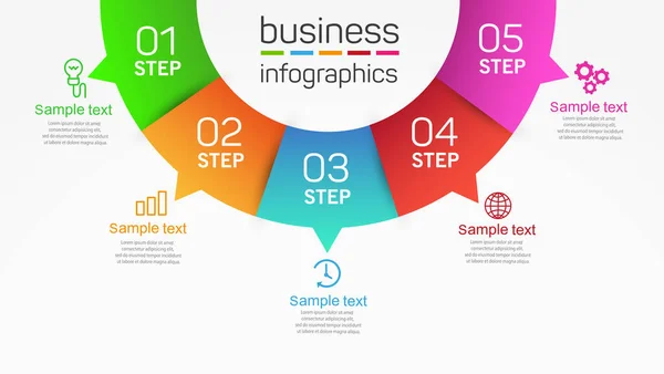 Circle Shape Business Infographic Vector Design Template Options Steps Processes — Stock Vector