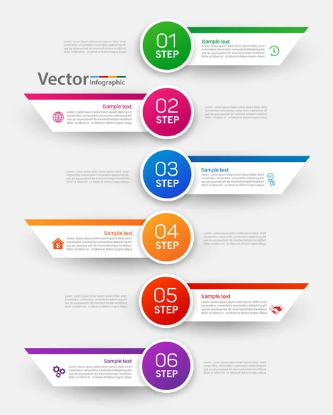 Plantilla Infografía Negocio Vectorial Con Pasos Opciones Piezas Procesos — Vector de stock