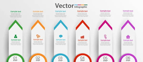 Vektorová Podnikatelská Infografická Šablona Kroky Možnostmi Součástmi Nebo Procesy — Stockový vektor