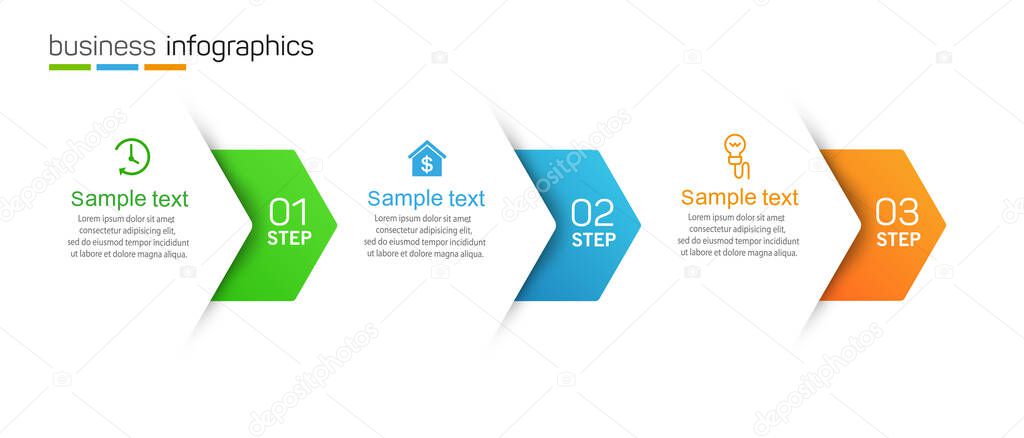 Business Infographic template. Vector design with icons and 3 options or steps