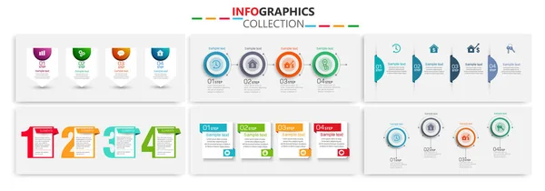 Colorful Infographics Collection Can Used Workflow Layout Diagram Number Options — Stock Vector