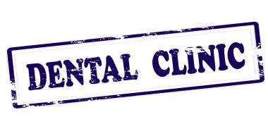 Lastik Damga metni diş kliniği içinde vektör çizim ile