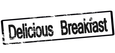 Lastik Damga metni leziz kahvaltı içinde vektör çizim ile