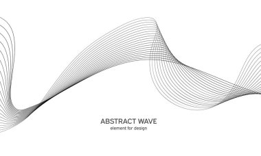 Tasarım için soyut dalga elemanı. Dijital frekans dengeleyici. Tarzlanmış çizgi sanat arka planı. Vektör çizimi. Karıştırma aracı kullanılarak oluşturulan çizgilerle dalga. Dalgalı kıvrımlı çizgi, düz çizgi