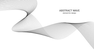 Tasarım için soyut dalga elemanı. Dijital frekans dengeleyici. Tarzlanmış çizgi sanat arka planı. Vektör çizimi. Karıştırma aracı kullanılarak oluşturulan çizgilerle dalga. Dalgalı kıvrımlı çizgi, düz çizgi