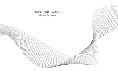 Tasarım için soyut dalga elemanı. Dijital frekans dengeleyici. Tarzlanmış çizgi sanat arka planı. Vektör çizimi. Karıştırma aracı kullanılarak oluşturulan çizgilerle dalga. Dalgalı kıvrımlı çizgi, düz çizgi