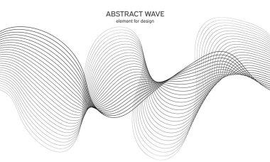 Tasarım için soyut dalga elemanı. Dijital frekans dengeleyici. Tarzlanmış çizgi sanat arka planı. Vektör çizimi. Karıştırma aracı kullanılarak oluşturulan çizgilerle dalga. Dalgalı kıvrımlı çizgi, düz çizgi