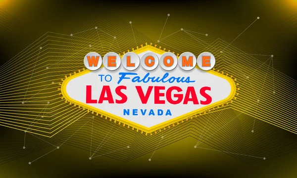 Clásico cartel de bienvenida a Las Vegas sobre fondo colorido. Ilustración de estilo vectorial moderno simple . — Archivo Imágenes Vectoriales