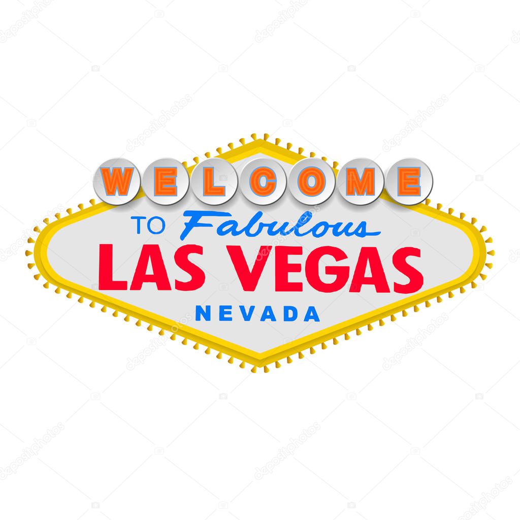 Classic retro Welcome to Las Vegas sign. Simple modern flat vector style illustration