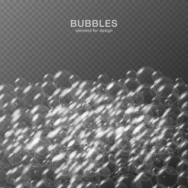 Yansıması ile şeffaf arka plan üzerinde beyaz su kabarcıkları. Ayarlayın. Vektör çizim.