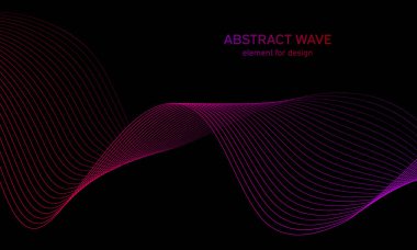 Tasarım için soyut dalga öğe. Dijital frekans parça ekolayzer. Stilize çizgi arka plan sanat. Karışım Aracı kullanılarak oluşturulan çizgilerle renkli parlak dalga. Eğri dalgalı çizgi, düz şerit