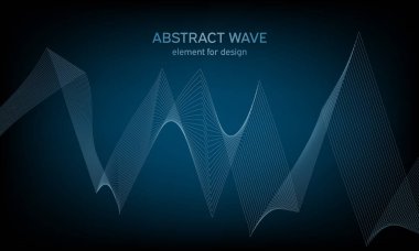 Tasarım için soyut dalga öğe. Dijital frekans parça ekolayzer. Stilize çizgi arka plan sanat. Karışım Aracı kullanılarak oluşturulan çizgilerle renkli parlak dalga. Eğri dalgalı çizgi, düz şerit