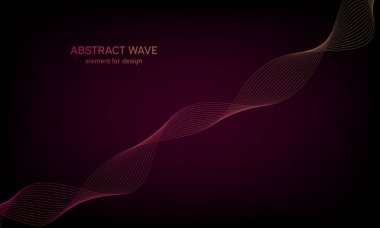 Tasarım için soyut dalga öğe. Dijital frekans parça ekolayzer. Stilize çizgi arka plan sanat. Karışım Aracı kullanılarak oluşturulan çizgilerle renkli parlak dalga. Eğri dalgalı çizgi, düz şerit