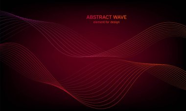 Tasarım için soyut dalga öğe. Dijital frekans parça ekolayzer. Stilize çizgi arka plan sanat. Karışım Aracı kullanılarak oluşturulan çizgilerle renkli parlak dalga. Eğri dalgalı çizgi, düz şerit