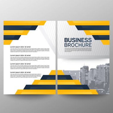 İş broşür tasarım a4. Soyut Kompozisyon. Bilgi başlığı. Bir dizi sayfa. Modern vektör sayfa. Reklam flanş. Satırları. Sarı.