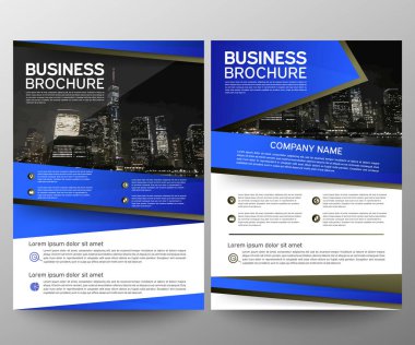 Business brochure flyer design template. Annual report. Leaflet cover presentation abstract geometric background, modern publication poster magazine, layout in A4 size. Set. Blue. Vector eps10.