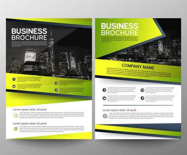 İş broşür afiş tasarım şablonu. Faaliyet raporu. Broşür kapak sunu soyut geometrik arka plan, modern yayını poster Dergisi, A4 boyutunda düzen. Ayarlayın. Yeşil. Vektör eps10.
