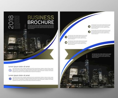 Business brochure flyer design template. Annual report. Leaflet cover presentation abstract geometric background, modern publication poster magazine, layout in A4 size. Set. Blue. Vector eps10.