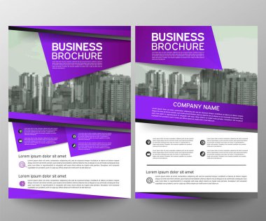 İş broşür afiş tasarım şablonu. Faaliyet raporu. Broşür kapak sunu soyut geometrik arka plan, modern yayını poster Dergisi, A4 boyutunda düzen. Ayarlayın. Mor. Vektör eps10.