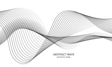 Tasarım için soyut dalga elemanı. Dijital frekans dengeleyici. Tarzlanmış çizgi sanat arka planı. Vektör çizimi. Karıştırma aracı kullanılarak oluşturulan çizgilerle dalga. Dalgalı kıvrımlı çizgi, düz çizgi