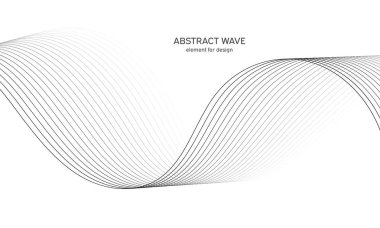 Tasarım için soyut dalga elemanı. Dijital frekans dengeleyici. Tarzlanmış çizgi sanat arka planı. Vektör çizimi. Karıştırma aracı kullanılarak oluşturulan çizgilerle dalga. Dalgalı kıvrımlı çizgi, düz çizgi