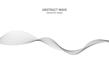 Tasarım için soyut dalga elemanı. Dijital frekans dengeleyici. Tarzlanmış çizgi sanat arka planı. Vektör çizimi. Karıştırma aracı kullanılarak oluşturulan çizgilerle dalga. Dalgalı kıvrımlı çizgi, düz çizgi