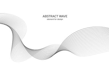 Tasarım için soyut dalga elemanı. Dijital frekans dengeleyici. Tarzlanmış çizgi sanat arka planı. Vektör çizimi. Karıştırma aracı kullanılarak oluşturulan çizgilerle dalga. Dalgalı kıvrımlı çizgi, düz çizgi