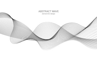 Tasarım için soyut dalga elemanı. Dijital frekans dengeleyici. Tarzlanmış çizgi sanat arka planı. Vektör çizimi. Karıştırma aracı kullanılarak oluşturulan çizgilerle dalga. Dalgalı kıvrımlı çizgi, düz çizgi.