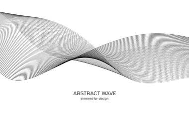 Tasarım için soyut dalga elemanı. Dijital frekans dengeleyici. Tarzlanmış çizgi sanat arka planı. Vektör çizimi. Karıştırma aracı kullanılarak oluşturulan çizgilerle dalga. Dalgalı kıvrımlı çizgi, düz çizgi.