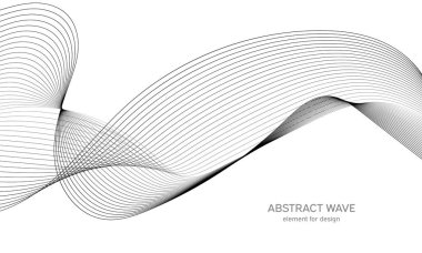 Tasarım için soyut dalga elemanı. Dijital frekans dengeleyici. Tarzlanmış çizgi sanat arka planı. Vektör çizimi. Karıştırma aracı kullanılarak oluşturulan çizgilerle dalga. Dalgalı kıvrımlı çizgi, düz çizgi.