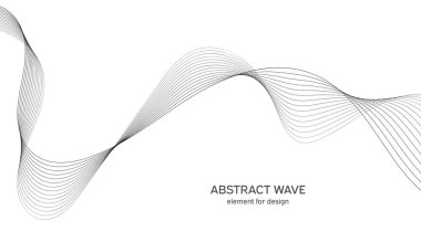 Tasarım için soyut dalga elemanı. Dijital frekans dengeleyici. Tarzlanmış çizgi sanat arka planı. Vektör çizimi. Karıştırma aracı kullanılarak oluşturulan çizgilerle dalga. Dalgalı kıvrımlı çizgi, düz çizgi.