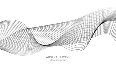Tasarım için soyut dalga elemanı. Dijital frekans dengeleyici. Tarzlanmış çizgi sanat arka planı. Vektör çizimi. Karıştırma aracı kullanılarak oluşturulan çizgilerle dalga. Dalgalı kıvrımlı çizgi, düz çizgi.