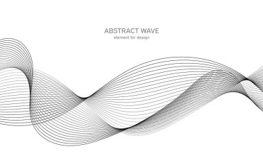 Tasarım için soyut dalga elemanı. Dijital frekans dengeleyici. Tarzlanmış çizgi sanat arka planı. Vektör çizimi. Karıştırma aracı kullanılarak oluşturulan çizgilerle dalga. Dalgalı kıvrımlı çizgi, düz çizgi.