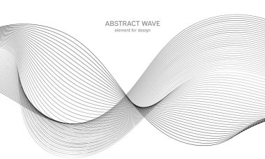 Tasarım için soyut dalga elemanı. Dijital frekans dengeleyici. Tarzlanmış çizgi sanat arka planı. Vektör çizimi. Karıştırma aracı kullanılarak oluşturulan çizgilerle dalga. Dalgalı kıvrımlı çizgi, düz çizgi.