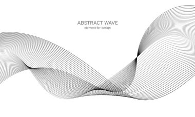 Tasarım için soyut dalga elemanı. Dijital frekans dengeleyici. Tarzlanmış çizgi sanat arka planı. Vektör çizimi. Karıştırma aracı kullanılarak oluşturulan çizgilerle dalga. Dalgalı kıvrımlı çizgi, düz çizgi.