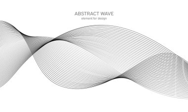 Tasarım için soyut dalga elemanı. Dijital frekans dengeleyici. Tarzlanmış çizgi sanat arka planı. Vektör çizimi. Karıştırma aracı kullanılarak oluşturulan çizgilerle dalga. Dalgalı kıvrımlı çizgi, düz çizgi.
