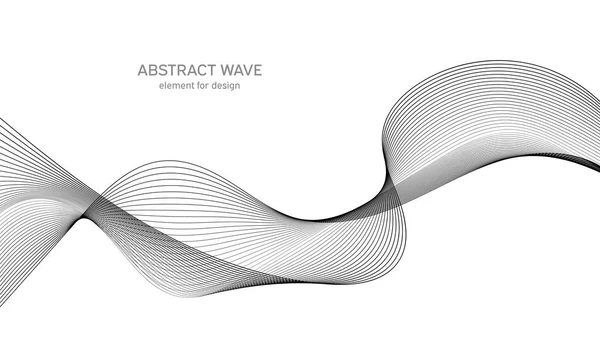 Abstrakt vågelement för design. Digital frekvensbandsutjämnare. Stiliserad linje konst bakgrund. Vektorillustration. Vifta med linjer som skapats med hjälp av blandningsverktyg. Böjd vågig linje, slät rand. — Stock vektor