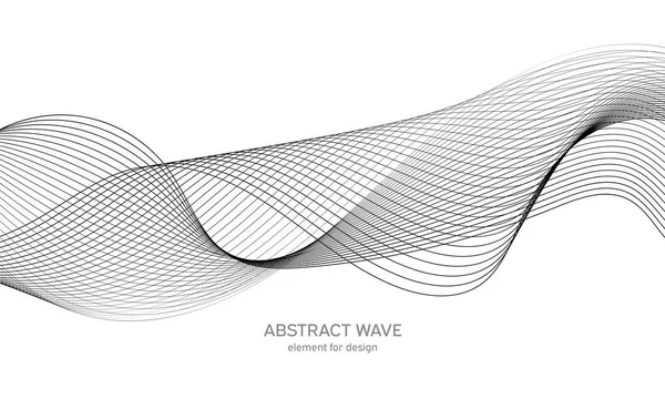 Abstrakt vågelement för design. Digital frekvensbandsutjämnare. Stiliserad linje konst bakgrund. Vektorillustration. Vifta med linjer som skapats med hjälp av blandningsverktyg. Böjd vågig linje, slät rand. — Stock vektor