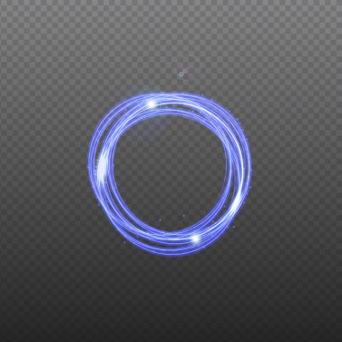 Işık efektleri ile Altın neon yuvarlak çerçeve. Siyah saydam arka planda izole edilmiştir. Vektör tasarım öğesi. Sihirli parıltılı parıltılarla parlayan altın daire.