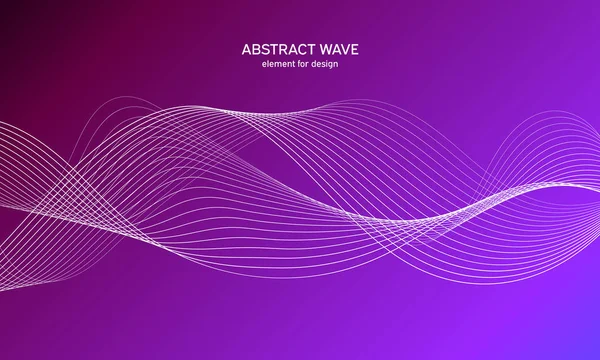 Abstract wave element for design. Digital frequency track equalizer. Stylized line art background. Colorful shiny wave with lines created using blend tool. Curved wavy line, smooth stripe Vector — Stock Vector