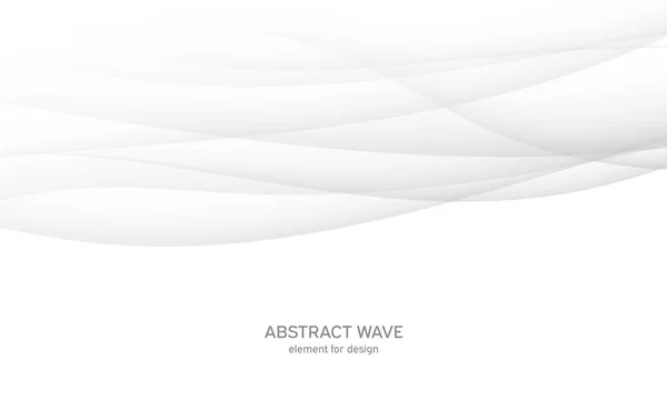 Abstrakt vit bakgrund med släta grå linjer, vågor. Modernt och modernt. Gradientgeometrisk. Vektorillustration. — Stock vektor