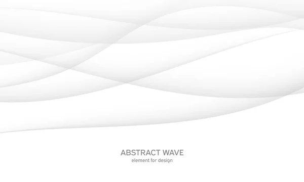 Abstrakt vit bakgrund med släta grå linjer, vågor. Modernt och modernt. Gradientgeometrisk. Vektorillustration. — Stock vektor