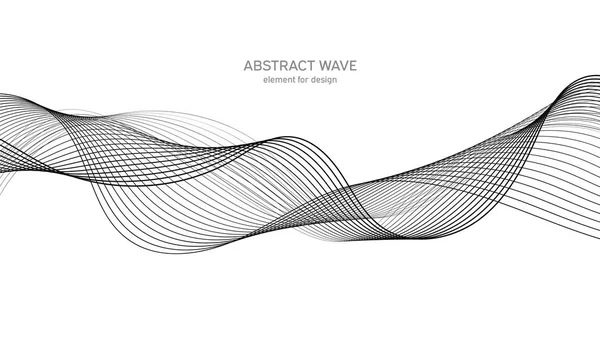 설계를 위한 추상적 인 파동 요소. 디지털 주파수 추적 알고리즘. 스타일적 인 라인 아트 배경. 벡터 일러스트. 혼합 도구를 사용하여 만들어 진 선으로 손을 흔들어 보 세요. 곱슬곱슬 한 와비 선, 매끈 한 줄무늬. — 스톡 벡터