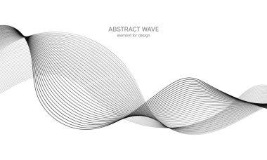 Tasarım için soyut dalga elemanı. Dijital frekans dengeleyici. Tarzlanmış çizgi sanat arka planı. Vektör çizimi. Karıştırma aracı kullanılarak oluşturulan çizgilerle dalga. Dalgalı kıvrımlı çizgi, düz çizgi.
