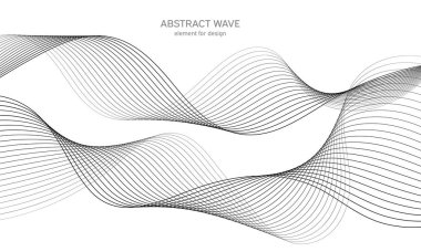 Tasarım için soyut dalga elemanı. Dijital frekans dengeleyici. Tarzlanmış çizgi sanat arka planı. Vektör çizimi. Karıştırma aracı kullanılarak oluşturulan çizgilerle dalga. Dalgalı kıvrımlı çizgi, düz çizgi.