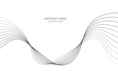 Tasarım için soyut dalga elemanı. Dijital frekans dengeleyici. Tarzlanmış çizgi sanat arka planı. Vektör çizimi. Karıştırma aracı kullanılarak oluşturulan çizgilerle dalga. Dalgalı kıvrımlı çizgi, düz çizgi.