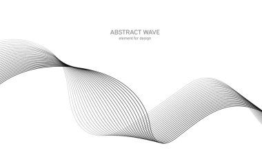 Tasarım için soyut dalga elemanı. Dijital frekans dengeleyici. Tarzlanmış çizgi sanat arka planı. Vektör çizimi. Karıştırma aracı kullanılarak oluşturulan çizgilerle dalga. Dalgalı kıvrımlı çizgi, düz çizgi.
