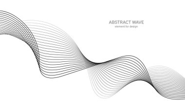 Tasarım için soyut dalga elemanı. Dijital frekans dengeleyici. Tarzlanmış çizgi sanat arka planı. Vektör çizimi. Karıştırma aracı kullanılarak oluşturulan çizgilerle dalga. Dalgalı kıvrımlı çizgi, düz çizgi.