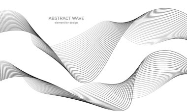 Tasarım için soyut dalga elemanı. Dijital frekans dengeleyici. Tarzlanmış çizgi sanat arka planı. Vektör çizimi. Karıştırma aracı kullanılarak oluşturulan çizgilerle dalga. Dalgalı kıvrımlı çizgi, düz çizgi.